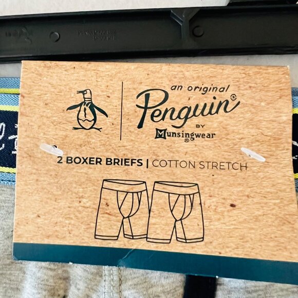 Original Penguin Men's Grey Blue 2-Pack Cotton Stretch Boxer Briefs Size XL NWT - Picture 6 of 7